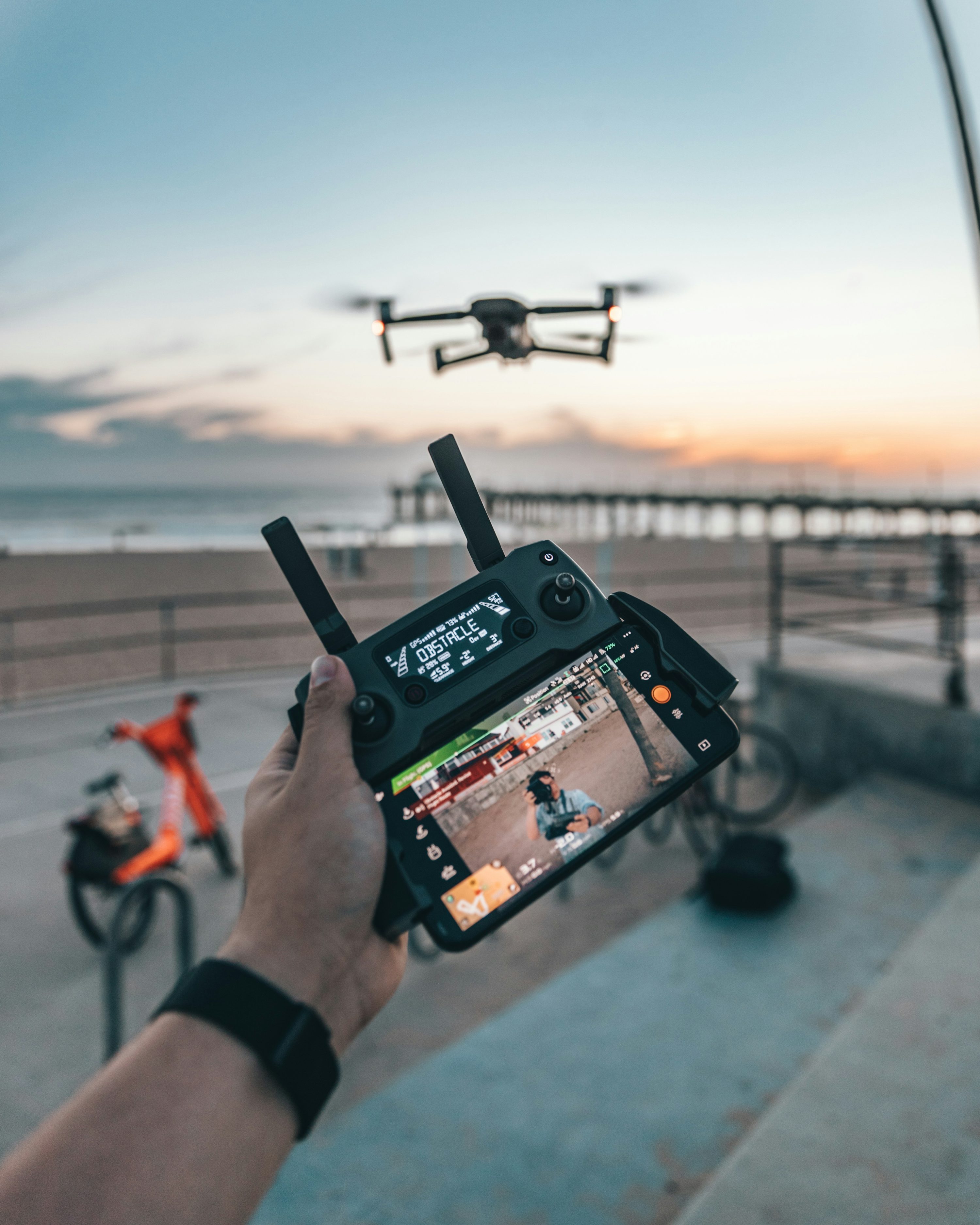 Parrot fpv drone for security with dual camera