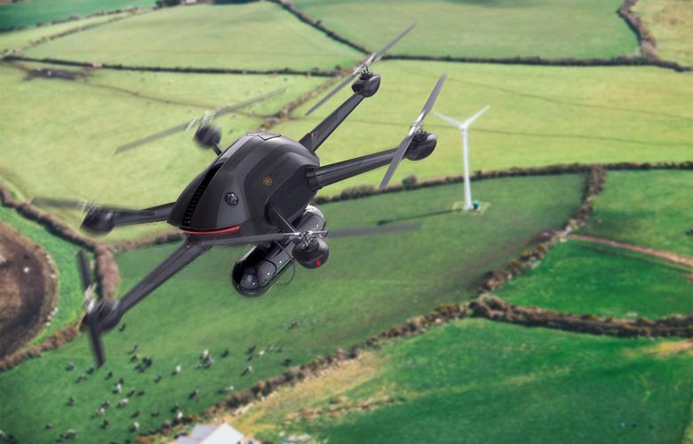 Parrot quadcopters for security with long battery life